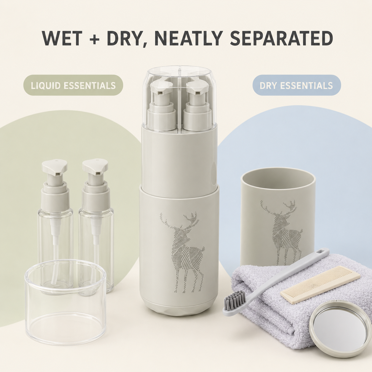 Liquid and dry essentials separation