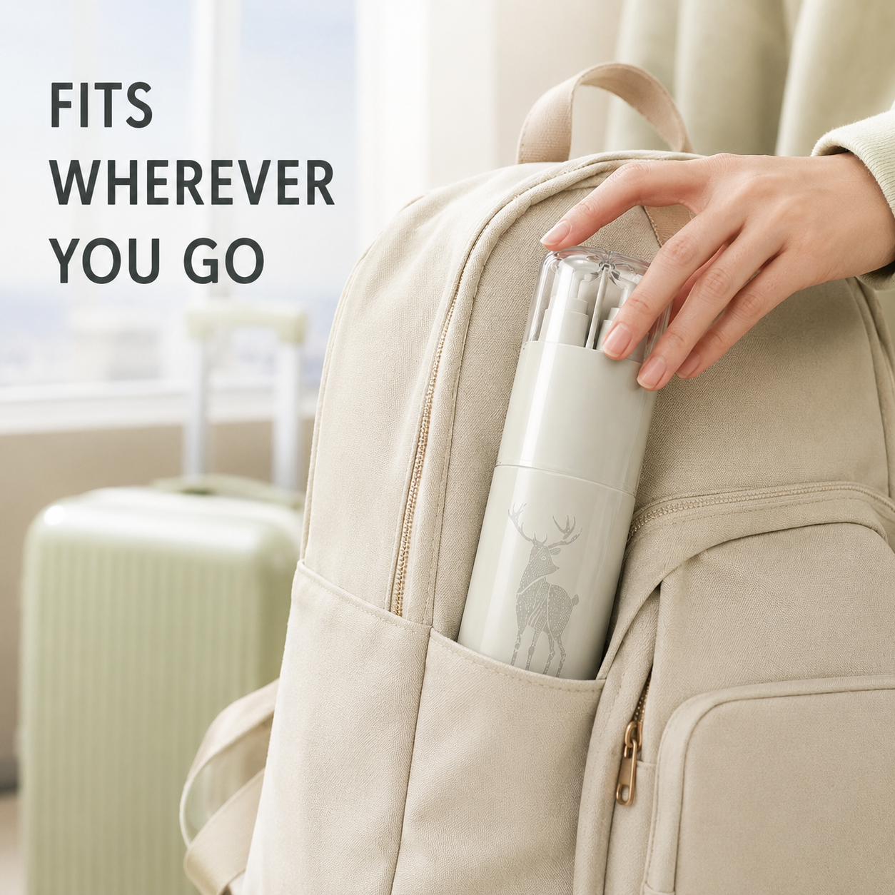 Levenro travel set fitting neatly into a backpack